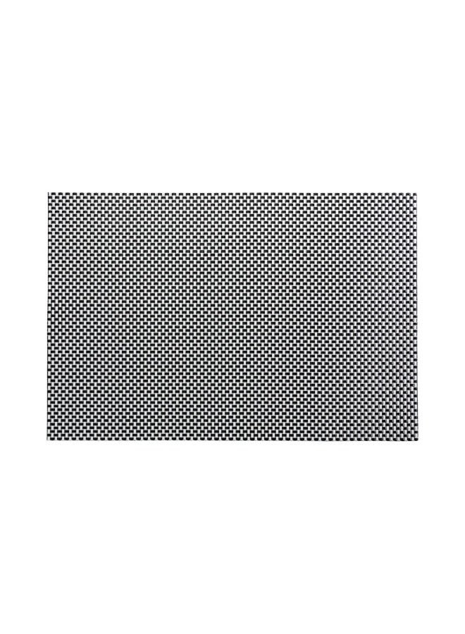 Restaurantware Amalfi 16 x 12 Inch Plastic Placemats, Set Of 6 Basketweave Outdoor Placemats - Heat Tolerant, No Stain, Black And White Vinyl Table Placemats, Waterproof, Easy To Clean - Image 1