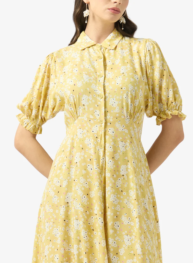 FYOR  Sunlit Floral Button-Down Midi Dress for Women | Best Price UAE