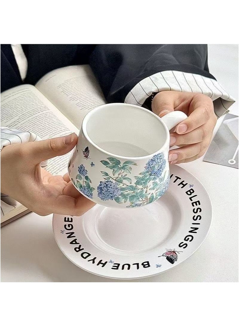 Aikanbo Ceramic Coffee Cup and Saucer Gift Box Set，Vintage Floral Design，Perfect for Espresso，Tea or Coffee Lovers， Gift Boxed for Home，Office or Special Occasion (Hydrangea) - Image 4