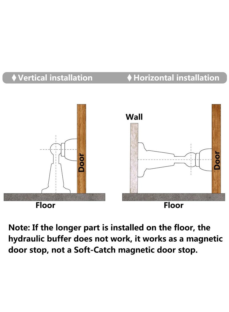 2 Pack Door Stop Gold Magnetic Stopper Stainless Steel with Adhesive No Need to Drill or Screw Mount Doorstop Catch Holder for Wall Floor Mounted - Image 5