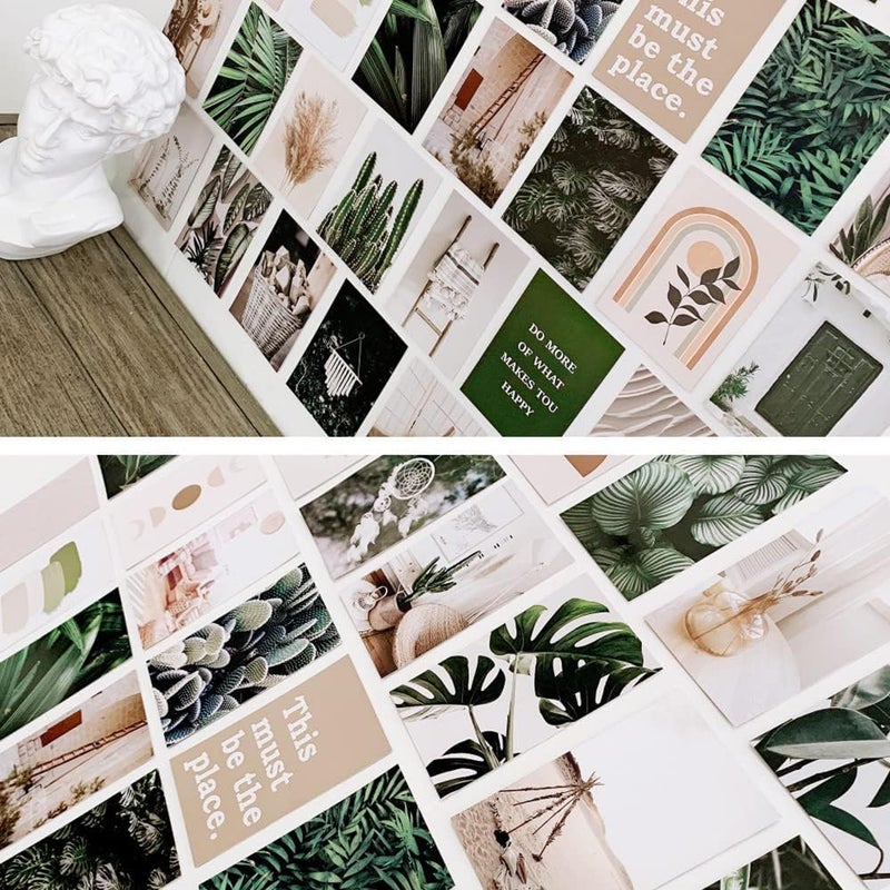 70pcs Wall Collage Kit Aesthetic Picures Green Plant Room Decor Aesthetic Collage Picture Wall Decor for Teen Girlsboys Room bedroom Dorm 4x6 inch M9001Green  - Image 3