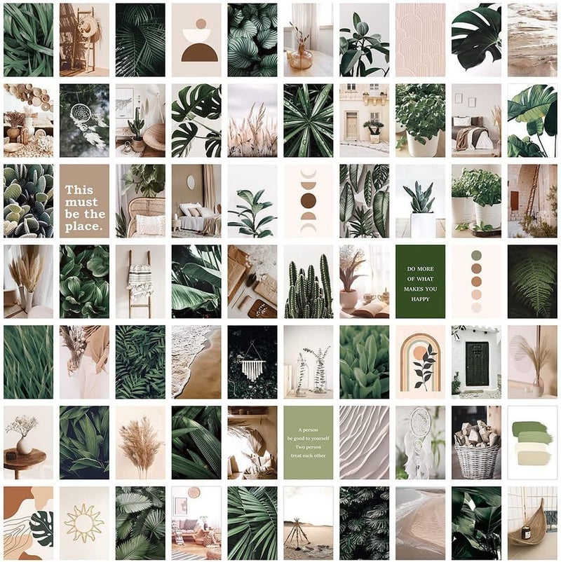 70pcs Wall Collage Kit Aesthetic Picures Green Plant Room Decor Aesthetic Collage Picture Wall Decor for Teen Girlsboys Room bedroom Dorm 4x6 inch M9001Green  - Image 1