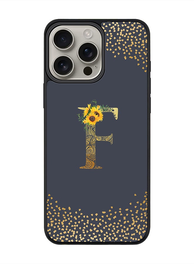 Stylizedd For iPhone 16 Pro Max Case [Compatible with MagSafe] Slim Magnetic cover Phone Case iPhone 16 Pro Max -Custom Floral Monogram - F (Grey )  - Image 1