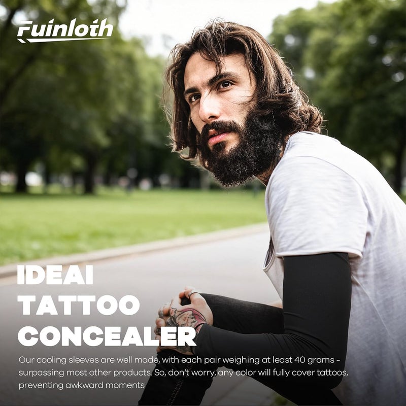 فوينلوث أكمام الذراع المبردة والمحمية من أشعة الشمس من Fuinloth مع تقنية الضغط الرياضي للرجال والنساء - Image 4