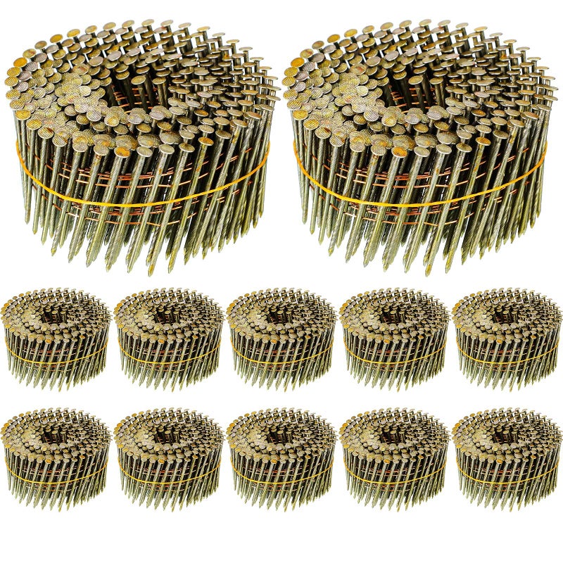 Hotop 3600 Count Siding Nails, 15-degree Wire Collated Coil Siding Nails, Full Round Head Mild Steel Nail for Sheathing Decking Fencing Attachment Replacement Parts(2 Inch) - Image 1