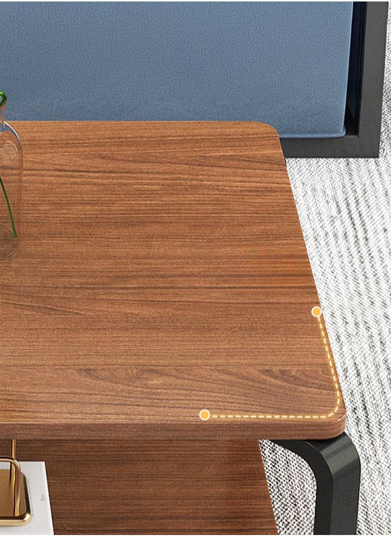 Toshionics - 2-Tier Geometric Raw Wood Accent Coffee Center Table Multifunctional Modern Luxurious Stylish Minimalist Nordic Wooden Top Table for Home Living Room Office Hotel Lobby Lounge Reception Areas 100x48x50cm - Image 1