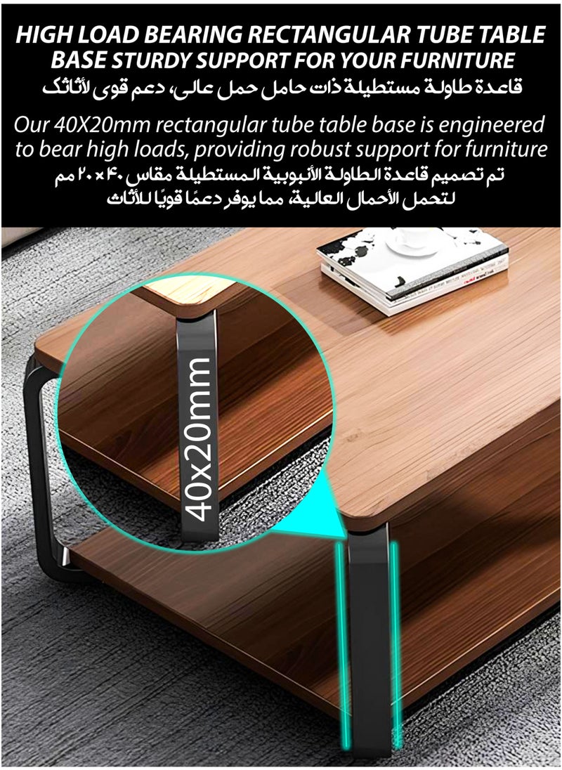 توشيونيكس - طاولة قهوة مركزية من الخشب الخام بتصميم هندسي مكون من طبقتين متعددة الوظائف وعصرية وفاخرة وأنيقة وبسيطة ذات سطح خشبي للمنزل وغرفة المعيشة والمكتب وردهة الفندق ومنطقة الاستقبال 100×50×43 سم - Image 1