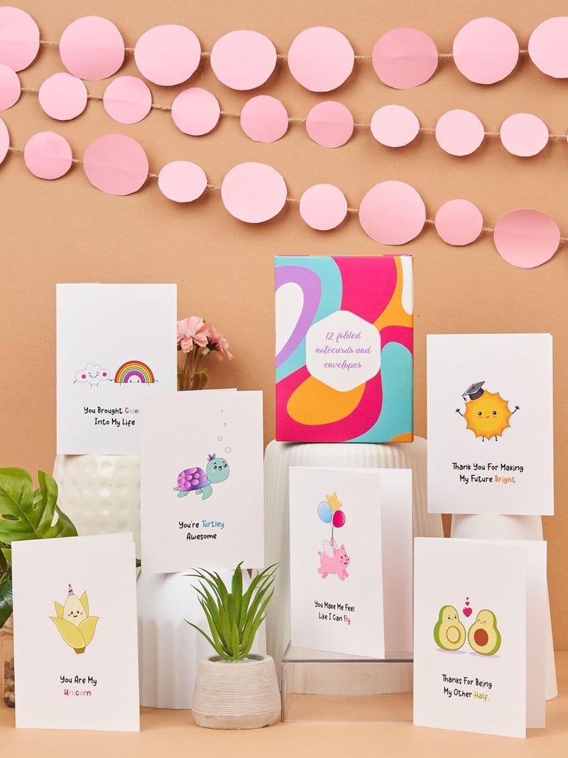 Doodle Set of 12 Blank Notecards | Coloured Envelopes | Jacket Style Packaging | 6 Different Designs for all Occasions | 3 x 4.25 inches, 160 gsm - Image 1