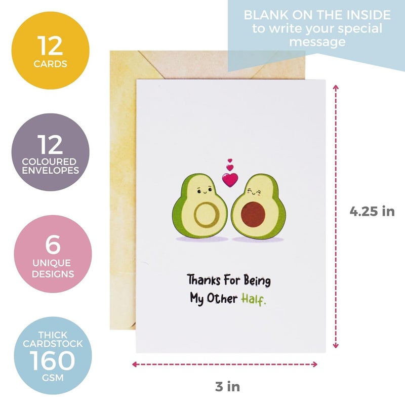 Doodle Set of 12 Blank Notecards | Coloured Envelopes | Jacket Style Packaging | 6 Different Designs for all Occasions | 3 x 4.25 inches, 160 gsm - Image 2