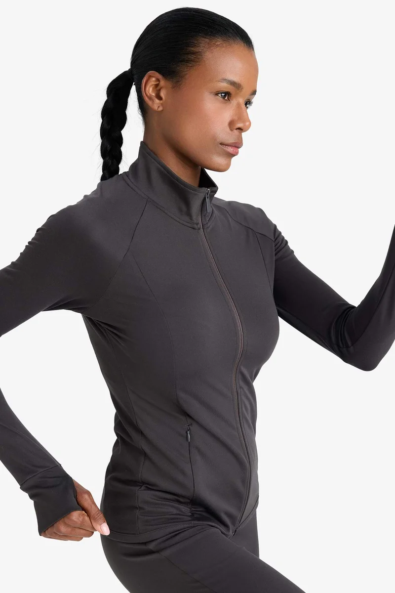 DeFacto DeFactoFit Fitted Stand Collar Zippered Sports Cardigan