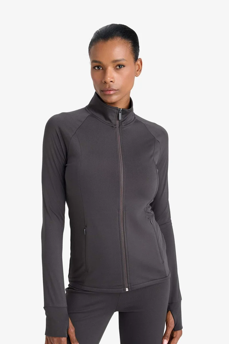 Defacto DeFactoFit Fitted Stand Collar Zippered Sports Cardigan