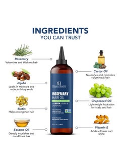 Botanic Hearth 100% Pure Rosemary Oil For Hair Growth (6.7 fl oz) Infused With Biotin, Jojoba & castor Oil | Hair strengthening Treatment | Nourishing & Volumizing | Non GMO Verified  - Image 3