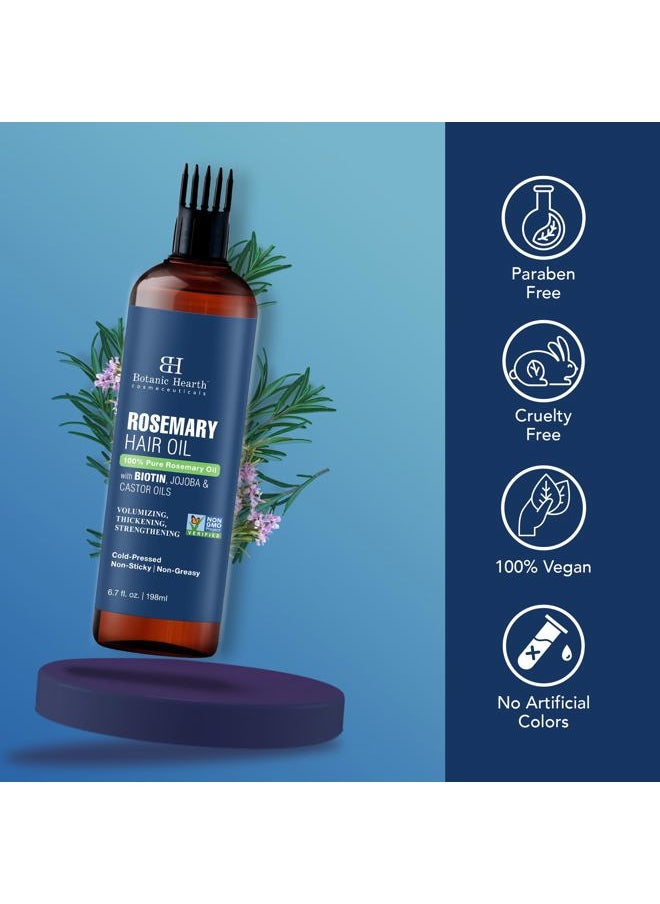 Botanic Hearth 100% Pure Rosemary Oil For Hair Growth (6.7 fl oz) Infused With Biotin, Jojoba & castor Oil | Hair strengthening Treatment | Nourishing & Volumizing | Non GMO Verified  - Image 5