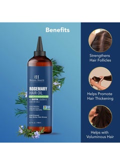Botanic Hearth 100% Pure Rosemary Oil For Hair Growth (6.7 fl oz) Infused With Biotin, Jojoba & castor Oil | Hair strengthening Treatment | Nourishing & Volumizing | Non GMO Verified  - Image 4