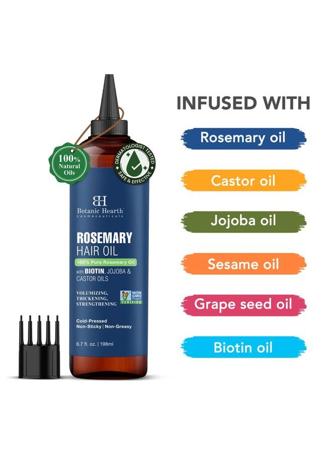 Botanic Hearth 100% Pure Rosemary Oil For Hair Growth (6.7 fl oz) Infused With Biotin, Jojoba & castor Oil | Hair strengthening Treatment | Nourishing & Volumizing | Non GMO Verified  - Image 2