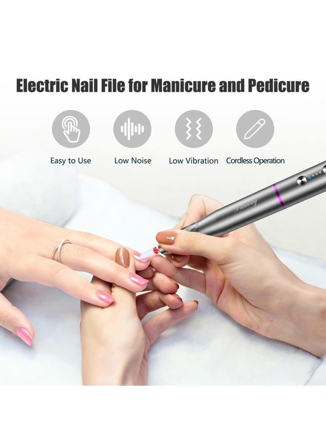 DANNARY Electric Nail Drill Machine Professional,Cordless Electric Nail File for Acrylic Gel Nails,Efile Manicure and Pedicure Kit for Grinding Polishing Trimming(Gray) - Image 4