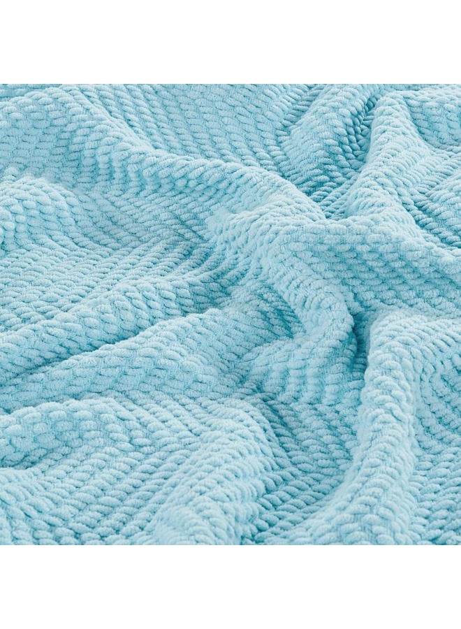 Home Soft Things Blue Throw Blanket Knitted Tweed Throw 50'' x 60'', Aquamarine, Super Soft Cozy Warm Comfortable Breathable Throw for Living Room Chair Couch Bed Sofa Bedroom Home Décor - Image 4