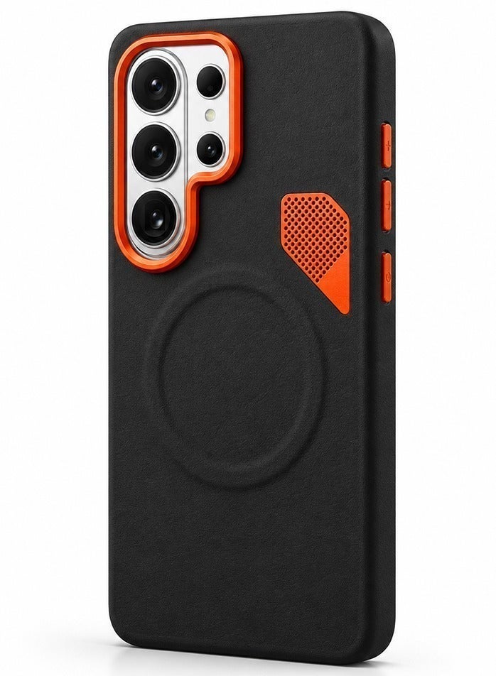O Ozone Magnetic Matte PU Case Compatible With Samsung Galaxy S26 Ultra | Compatible with Mag-Safe|Leather Texture Armor Back Cover with Dual-Tone Matte Finish, Shock-Resistant Slim Protective Case - Image 1