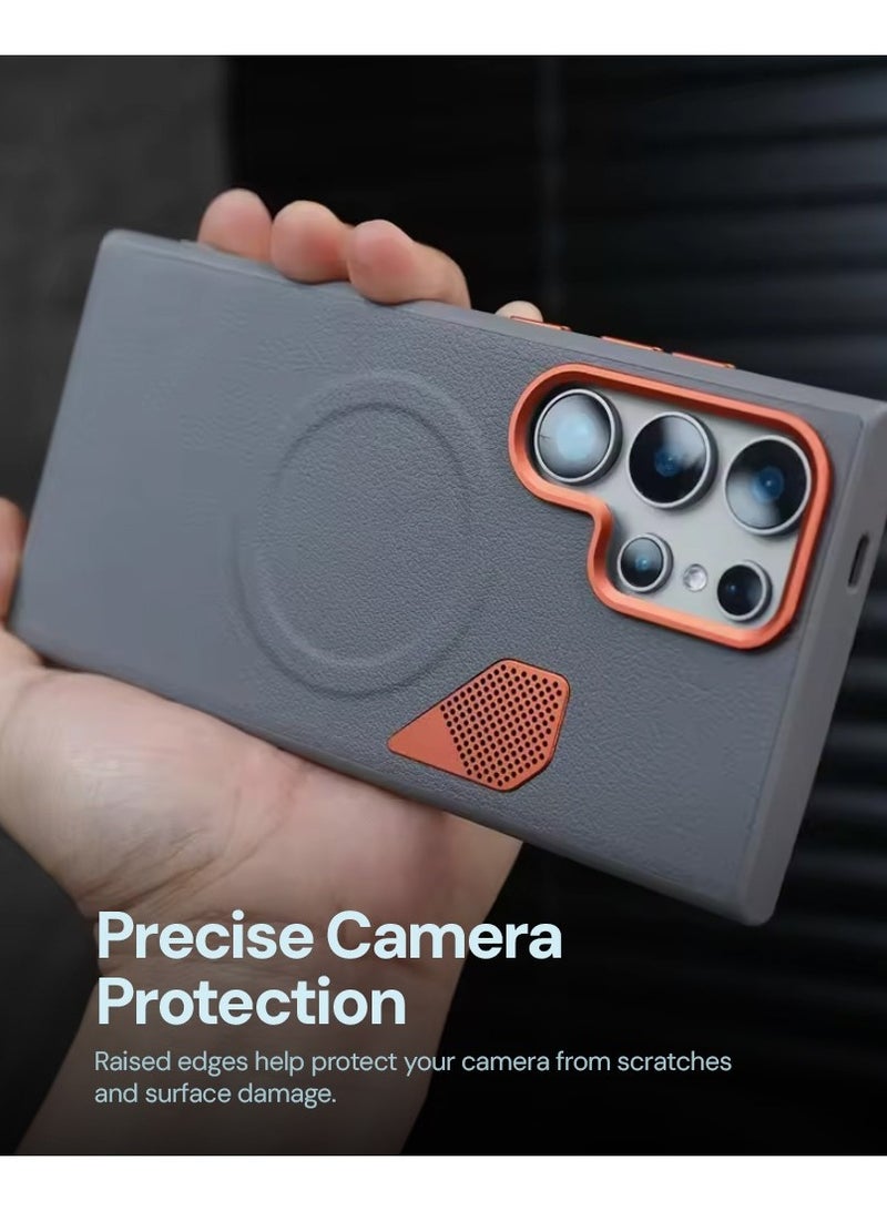 O Ozone Magnetic Matte PU Case Compatible With Samsung Galaxy S26 Ultra | Compatible with Mag-Safe|Leather Texture Armor Back Cover with Dual-Tone Matte Finish, Shock-Resistant Slim Protective Case - Image 5