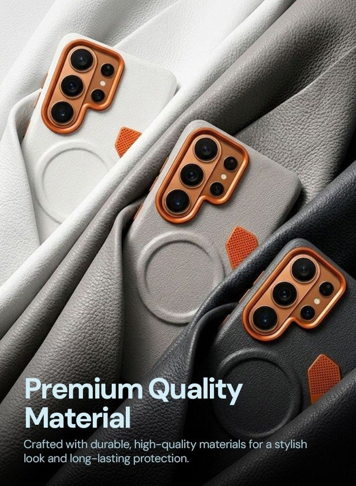 O Ozone Magnetic Matte PU Case Compatible With Samsung Galaxy S26 Ultra | Compatible with Mag-Safe|Leather Texture Armor Back Cover with Dual-Tone Matte Finish, Shock-Resistant Slim Protective Case - Image 2