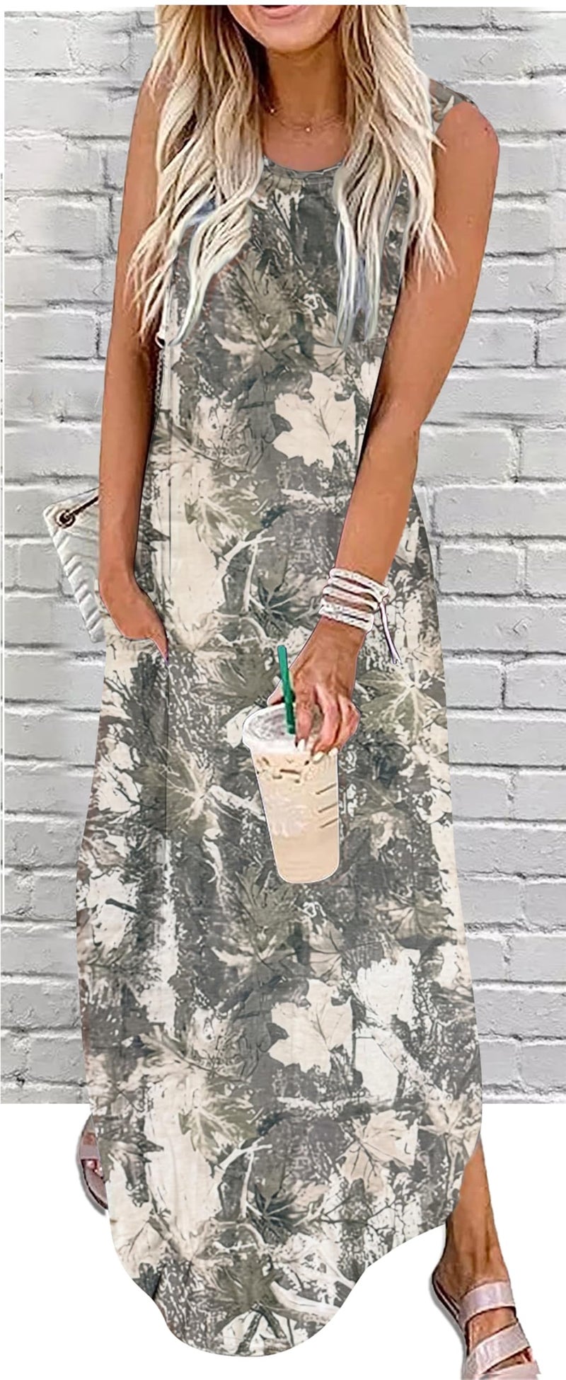 CHUNTIANRAN Camo Dresses for Women Beach Vacation Maxi Dress Teen Girls Summer Cruise Tshirt Dress Boho Sundresses with Pockets 2025(Large,Camo) - Image 2