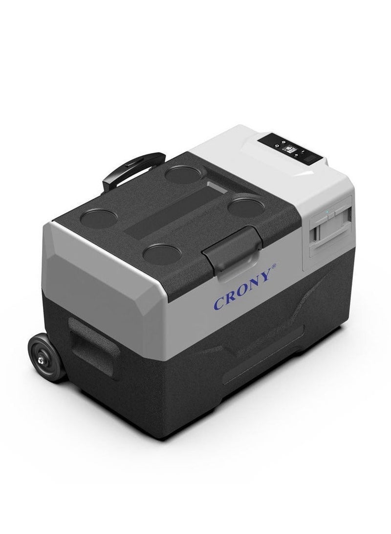 Crony CX30 Car Refrigerator 30L, DC 12V/24V, -20°C to 20°C, LCD Control Panel, Dual Power, Solar Panel Compatible, Trolley Wheels, Battery Protection - Image 1