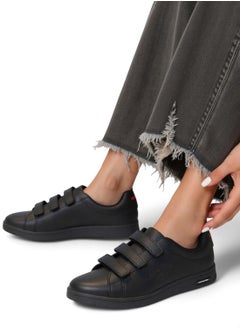 U.S. Polo Assn. Women's Black Low-Top Casual Sneakers with Triple Velcro Strap - Sleek Everyday Style and Comfort for Effortless Wear  - Image 2