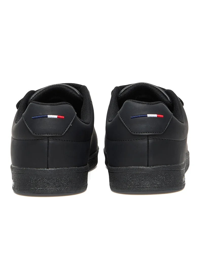 U.S. Polo Assn. Women's Black Low-Top Casual Sneakers with Triple Velcro Strap - Sleek Everyday Style and Comfort for Effortless Wear