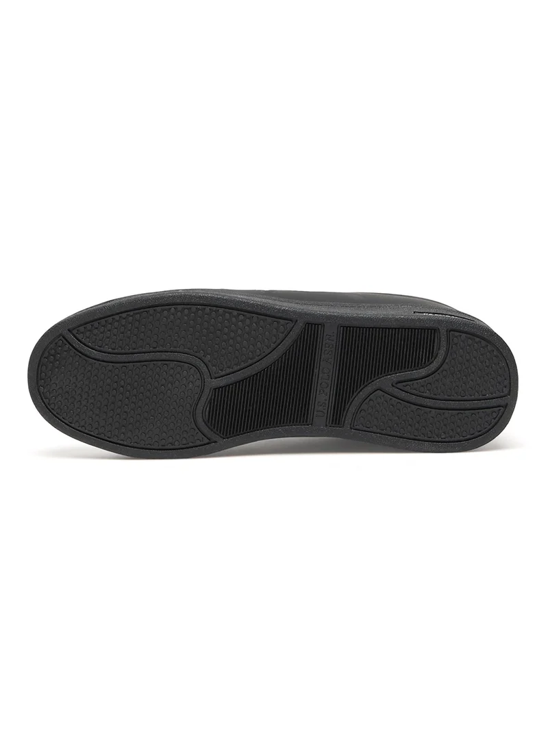 U.S. Polo Assn. Women's Black Low-Top Casual Sneakers with Triple Velcro Strap - Sleek Everyday Style and Comfort for Effortless Wear