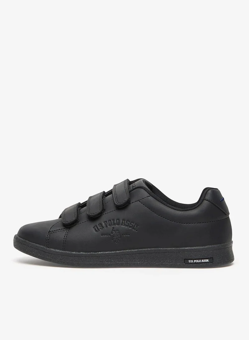 U.S. Polo Assn. Black Women's Black Low-Top Casual Sneakers with Triple Velcro Strap - Sleek Everyday Style Shoes and Comfort for Effortless Wear for Women | Best Price UAE