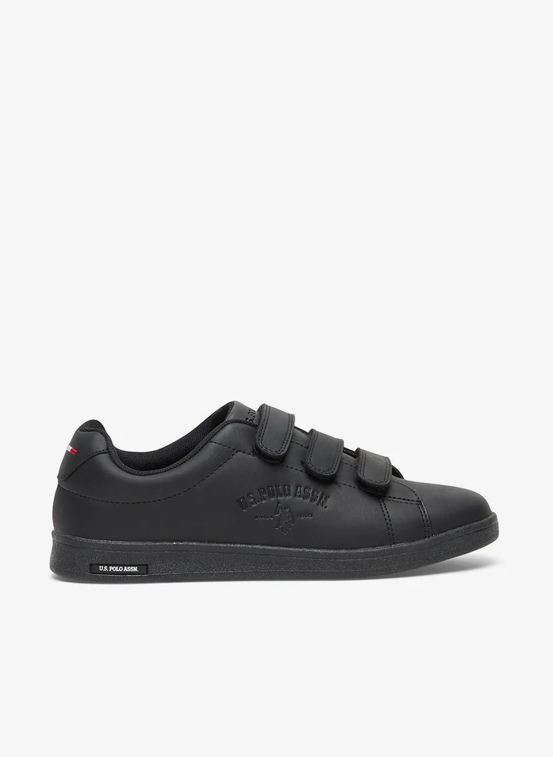 Women's Black Low-Top Casual Sneakers with Triple Velcro Strap - Sleek Everyday Style Shoes and Comfort for Effortless Wear