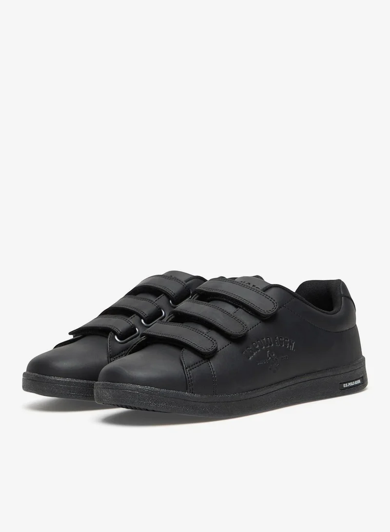 U.S. Polo Assn. Black Women's Black Low-Top Casual Sneakers with Triple Velcro Strap - Sleek Everyday Style Shoes and Comfort for Effortless Wear for Women | Best Price UAE