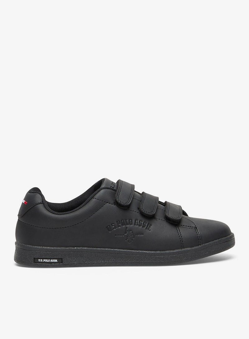 U.S. Polo Assn. Women's Black Low-Top Casual Sneakers with Triple Velcro Strap - Sleek Everyday Style Shoes and Comfort for Effortless Wear - Image 2