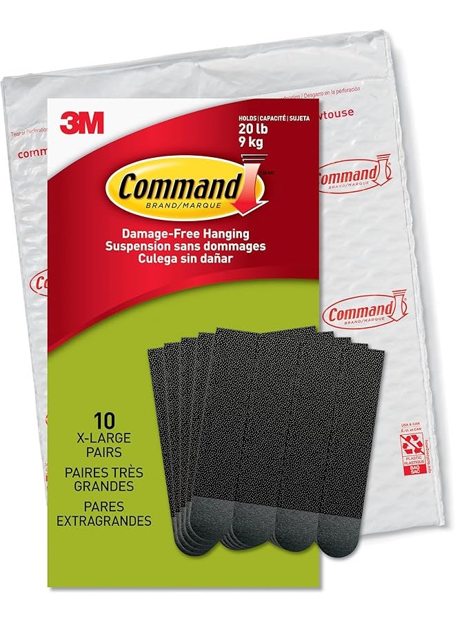 Command Command Picture X-Large Hanging Strips for Heavy Weight Black color, 10 pairs/SIOC pack | Holds 22.5 kg whole pack | Organize | Decoration | No Tools | Holds Strongly | Damage-Free Hanging 