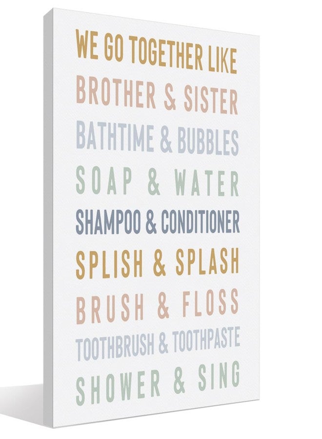 BIWSHA Boho Kids Bathroom Wall Art Decor, Girls Boys Toddler Bathroom Decor, Pastel Boho Nursery Canvas Wall Art Prints Decor for Kids Bath Room Washroom Toilet, 11x14 Inch - Image 1