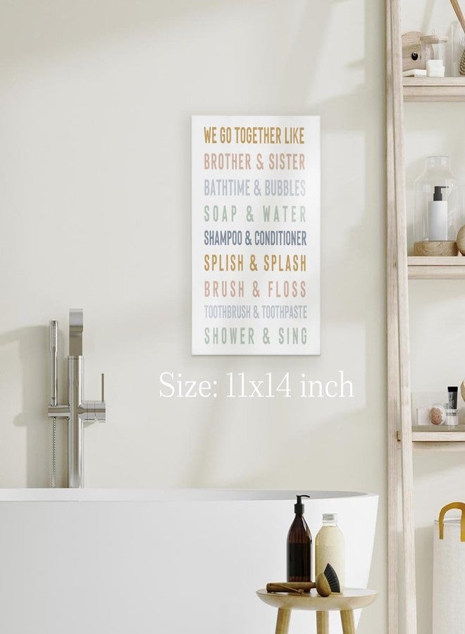 BIWSHA Boho Kids Bathroom Wall Art Decor, Girls Boys Toddler Bathroom Decor, Pastel Boho Nursery Canvas Wall Art Prints Decor for Kids Bath Room Washroom Toilet, 11x14 Inch - Image 5