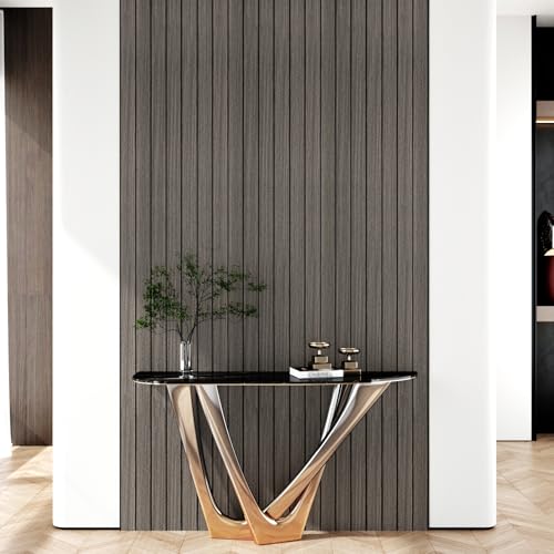 Wallderful Wood Wall Panels Dark Brown 3D Acoustic Slat Wall Paneling Peel and Stick Vertical Self Adhesive Faux Wood Grain Contact Paper Soundproof Wooden Panel for Bedroom TV Background Interior - Image 4