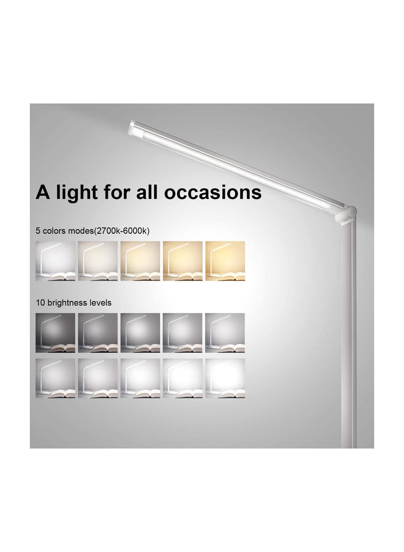 SOLARAE LED Desk Lamp, Dimmable Table Lamp with Wireless Charger, Reading Lamp with USB Charging Port, 5 Lighting Modes, Sensitive Touch Control, 30/60 Minutes Auto-Off Timer, Eye-Caring Office Lamp - Image 3