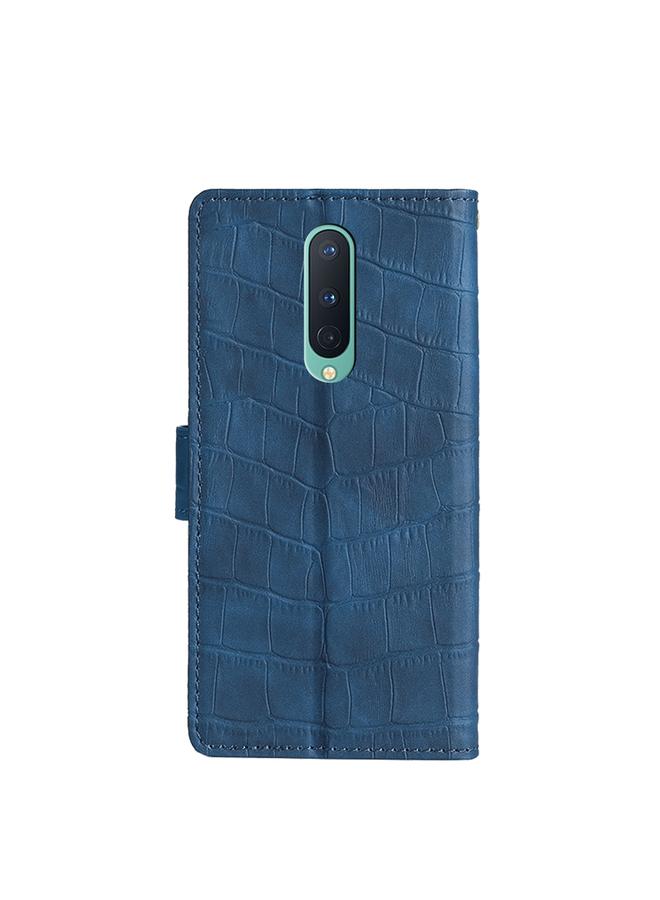 اس-توب جراب لهاتف OnePlus 8 مصنوع من جلد البولي يوريثان بملمس جلد التمساح مع مشبك مغناطيسي وغطاء قابل للطي أفقيًا مع حامل وفتحات للبطاقات ومحفظة - Image 3