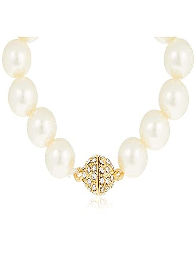 Estele 24 Kt Gold Plated Pearl Line Studded Bead Stretch Bracelet For Valentines Day Gift - Image 4