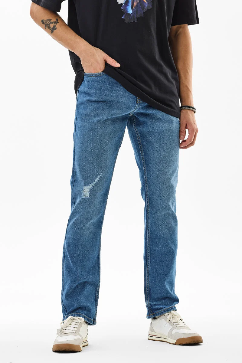 SNITCH Blue Solid Relaxed Casual Jeans