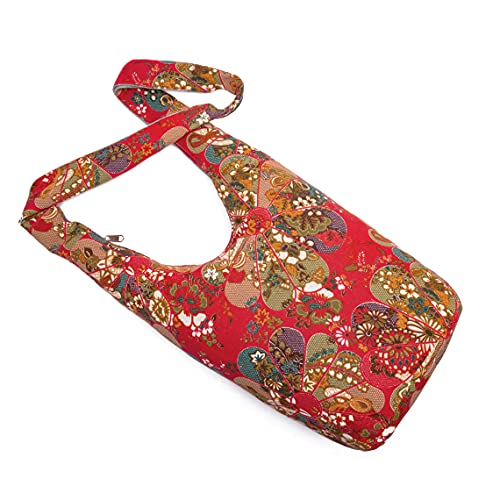Coton Pose Women Shoulder Handbags Fashion canvas Hippie Crossbody Bags Bohemian Animal Prints Hobo Bags (Red windmill) - Image 4
