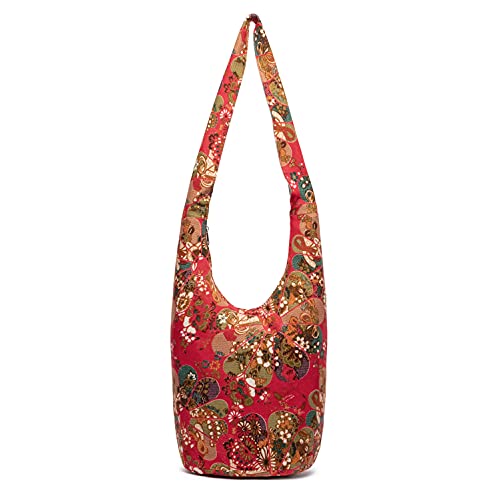 Coton Pose Women Shoulder Handbags Fashion canvas Hippie Crossbody Bags Bohemian Animal Prints Hobo Bags (Red windmill) - Image 1