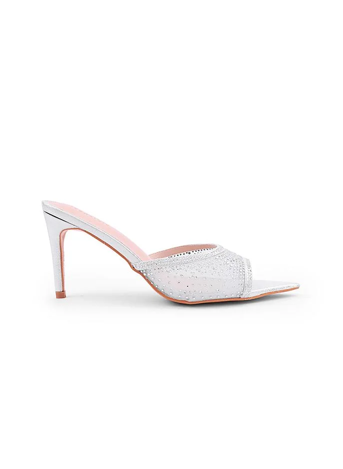 أيقون Sparkling heel slipper with cushioned comfort base.