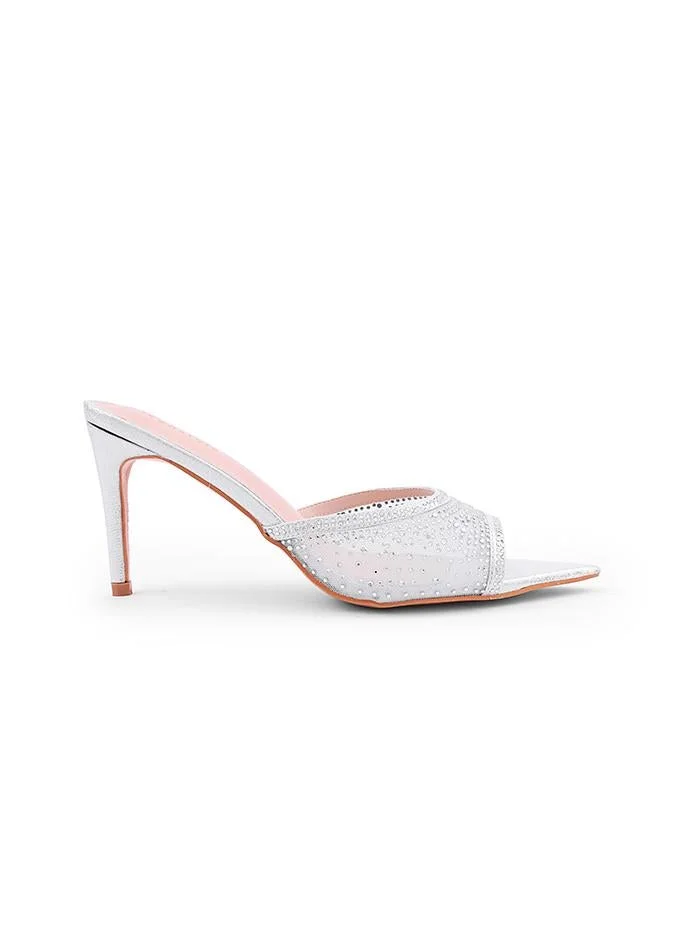 أيقون Sparkling heel slipper with cushioned comfort base.