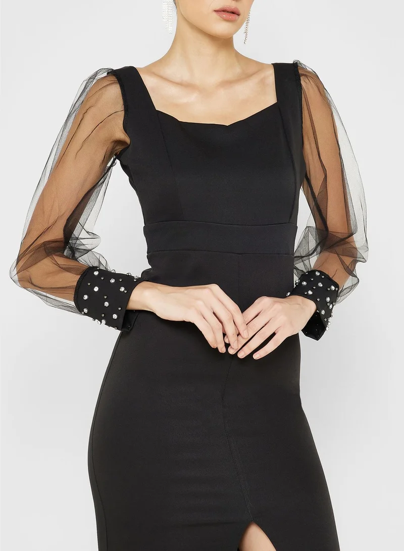Ella Limited Edition Sheer Sleeve Midi Dress