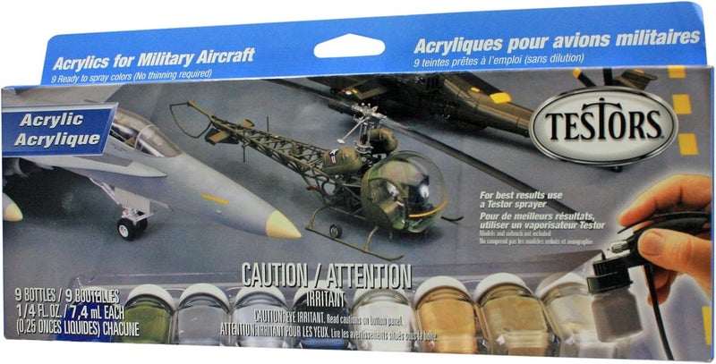 Testors 9136 Acrylic Paint Set for Military Aircraft - 9 Ready to Spray Colors