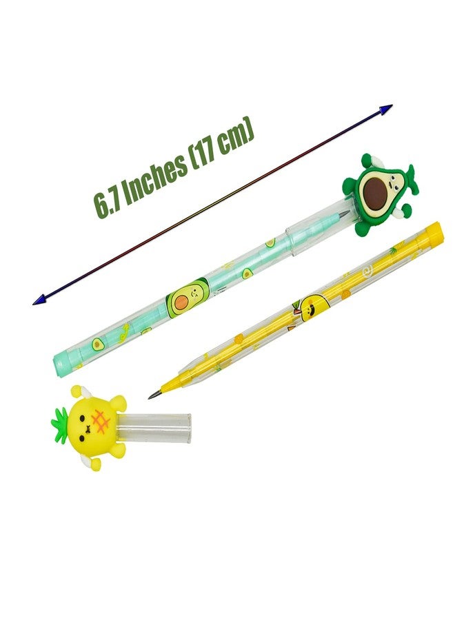 Lopenle 24 Pieces Adorable Stacking Pencils Fruit Pencils Novelty Multi Point Strawberry Stackable Pencil With 64 Replacable Refills For School Students Office Using Supplies. - Image 2