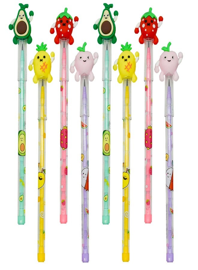 Lopenle 24 Pieces Adorable Stacking Pencils Fruit Pencils Novelty Multi Point Strawberry Stackable Pencil With 64 Replacable Refills For School Students Office Using Supplies. - Image 1