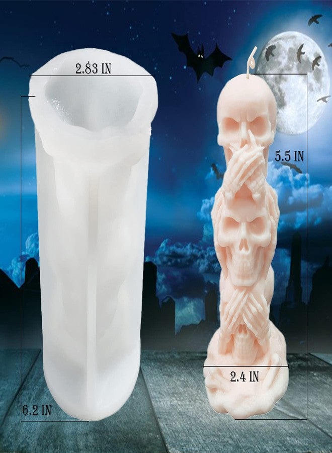 ZAKVOOR 3D Skull Candle Mold Column Halloween Silicone Resin Mold for Aromatherapy Candles Resin Casting Homemade Wax Making Polymer Clay DIY Craft - Image 2